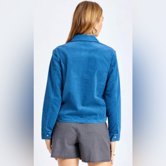 Brixton Brxtn Exclusive Utopia Jacket Cotton Velour Work Jacket in Sapphire - Picture 5 of 9